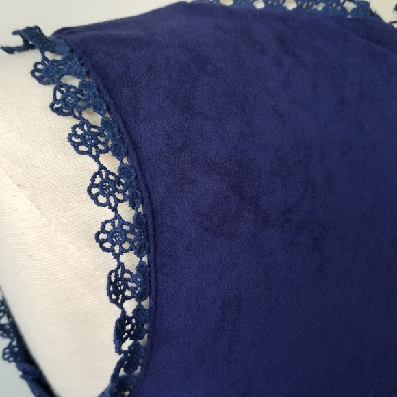 Blue Faux Suede Fit and Flare Dress SIZE MED - Picture 6 of 6